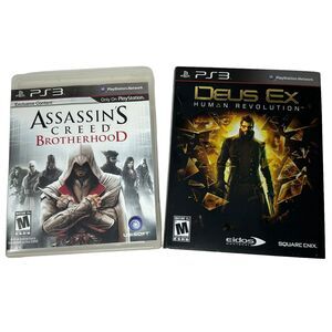 Lot of 2 PS3 Video Games Deus Ex Human Revolution & Assassins Creed Brotherhood